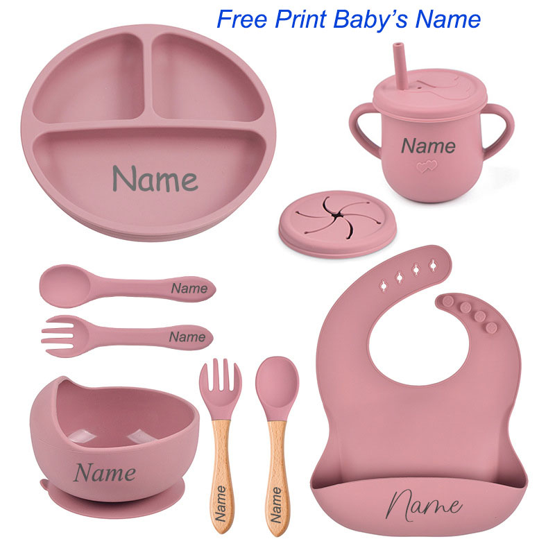 Baby Food Menu - 8 قطعة مجموعة أدوات المائدة سيليكون
